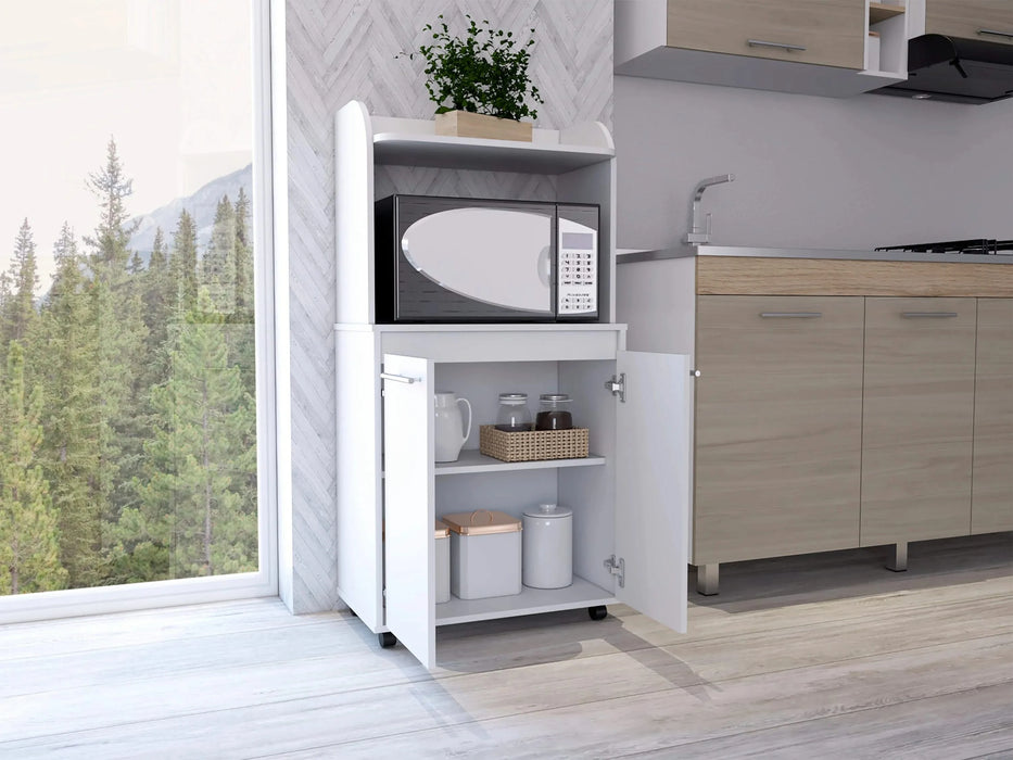 Rockford Kitchen Cart, Open Shelf, Double Door Cabinet, Two Interior Shelves Default -DTYStore