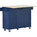 Rolling Mobile Kitchen Island with Drop Leaf - Solid Wood Top, Locking Wheels & Storage Cabinet 52.7 Inch Width(Dark blue) Default -DTYStore