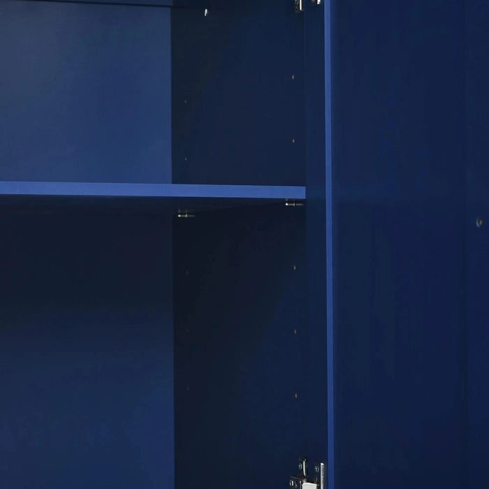 Rolling Mobile Kitchen Island with Drop Leaf - Solid Wood Top, Locking Wheels & Storage Cabinet 52.7 Inch Width(Dark blue) Default -DTYStore