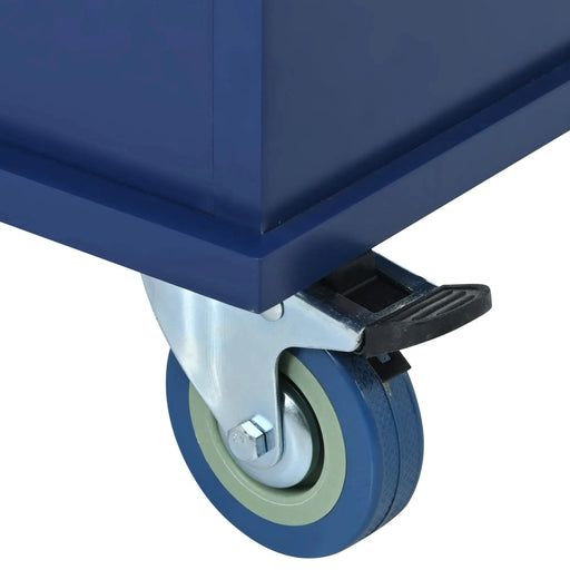 Rolling Mobile Kitchen Island with Drop Leaf - Solid Wood Top, Locking Wheels & Storage Cabinet 52.7 Inch Width(Dark blue) Default -DTYStore