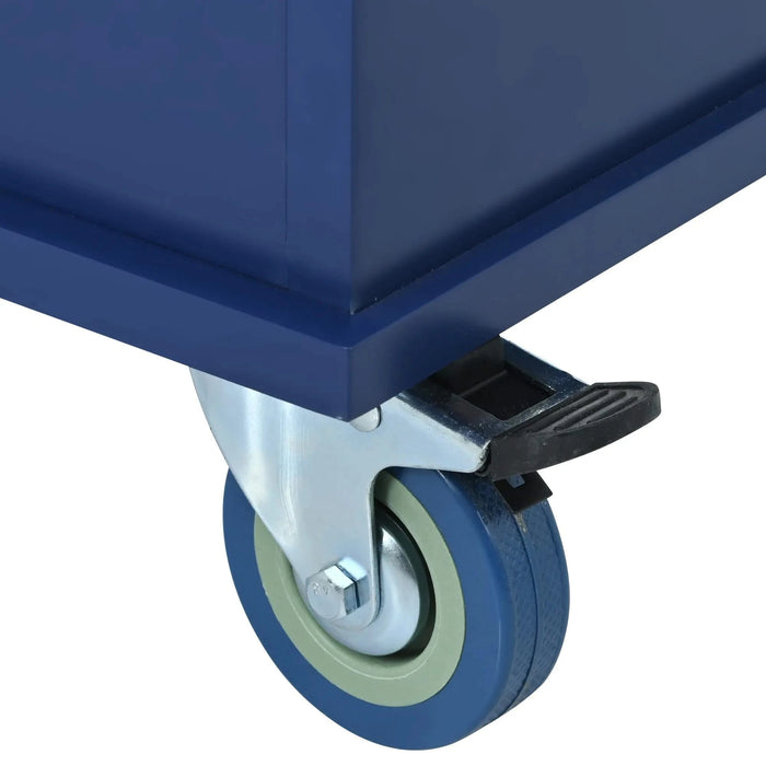 Rolling Mobile Kitchen Island with Drop Leaf - Solid Wood Top, Locking Wheels & Storage Cabinet 52.7 Inch Width(Dark blue) Default -DTYStore