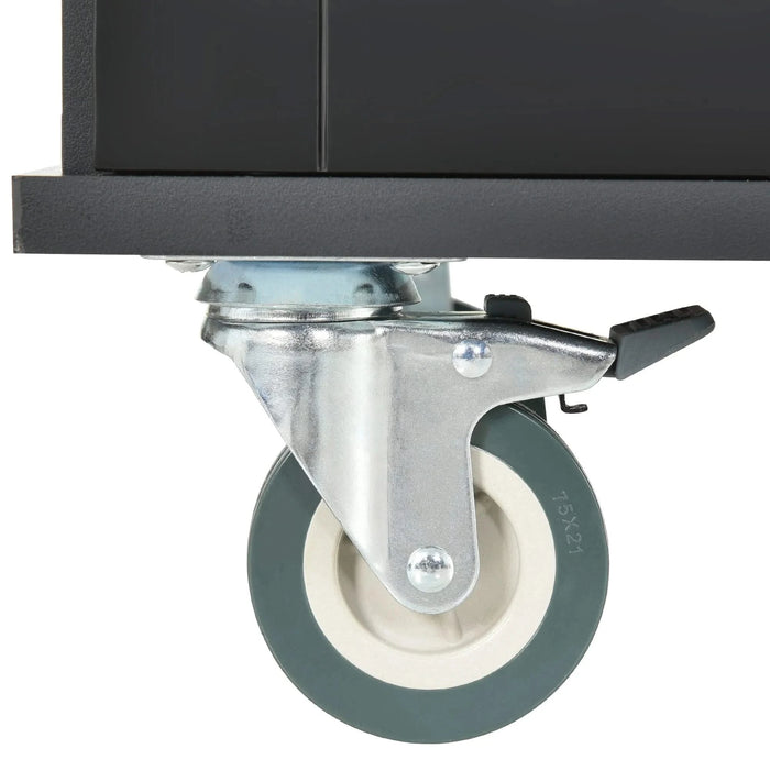 Rolling Mobile Kitchen Island with Solid Wood Top and Locking Wheels,52.7 Inch Width,Storage Cabinet and Drop Leaf Breakfast Bar,Spice Rack, Towel Rack & Drawer (Black) Default -DTYStore