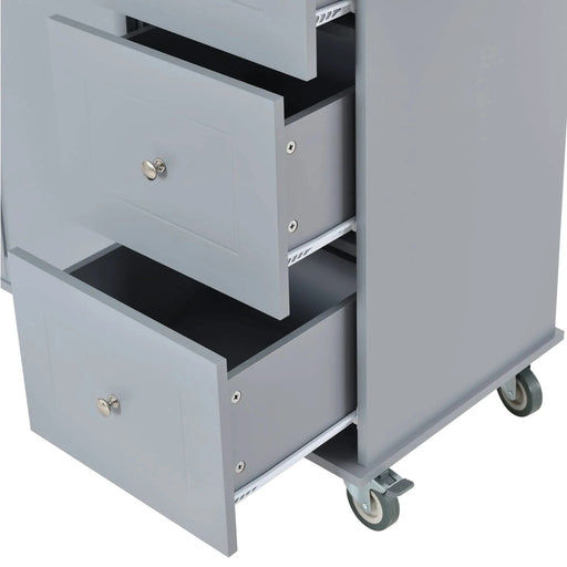 Rolling Mobile Kitchen Island with Solid Wood Top and Locking Wheels,52.7 Inch Width,Storage Cabinet and Drop Leaf Breakfast Bar,Spice Rack, Towel Rack & Drawer (Grey Blue) Default -DTYStore