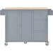 Rolling Mobile Kitchen Island with Solid Wood Top and Locking Wheels,52.7 Inch Width,Storage Cabinet and Drop Leaf Breakfast Bar,Spice Rack, Towel Rack & Drawer (Grey Blue) Default -DTYStore