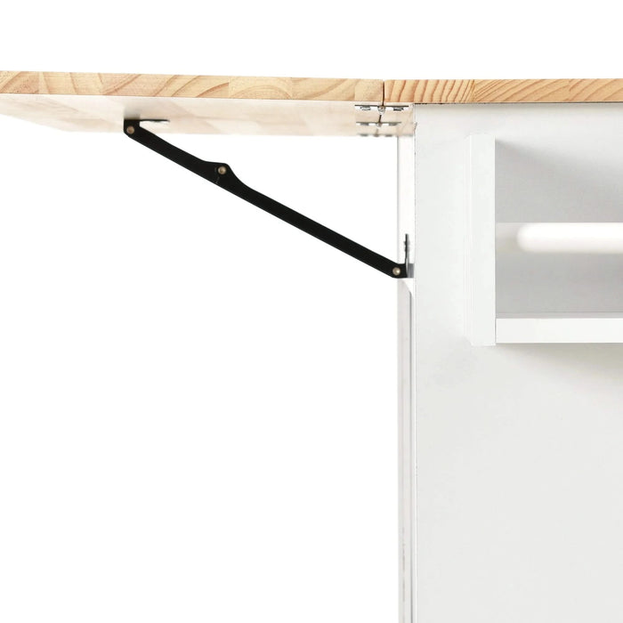 Rolling Mobile Kitchen Island with Solid Wood Top and Locking Wheels,52.7 Inch Width,Storage Cabinet and Drop Leaf Breakfast Bar,Spice Rack, Towel Rack & Drawer (White) Default -DTYStore