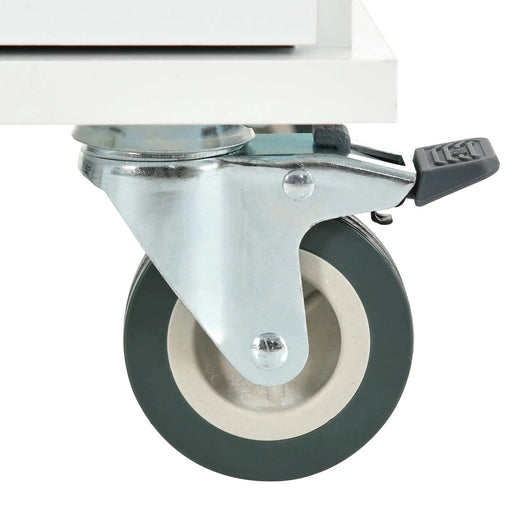 Rolling Mobile Kitchen Island with Solid Wood Top and Locking Wheels,52.7 Inch Width,Storage Cabinet and Drop Leaf Breakfast Bar,Spice Rack, Towel Rack & Drawer (White) Default -DTYStore