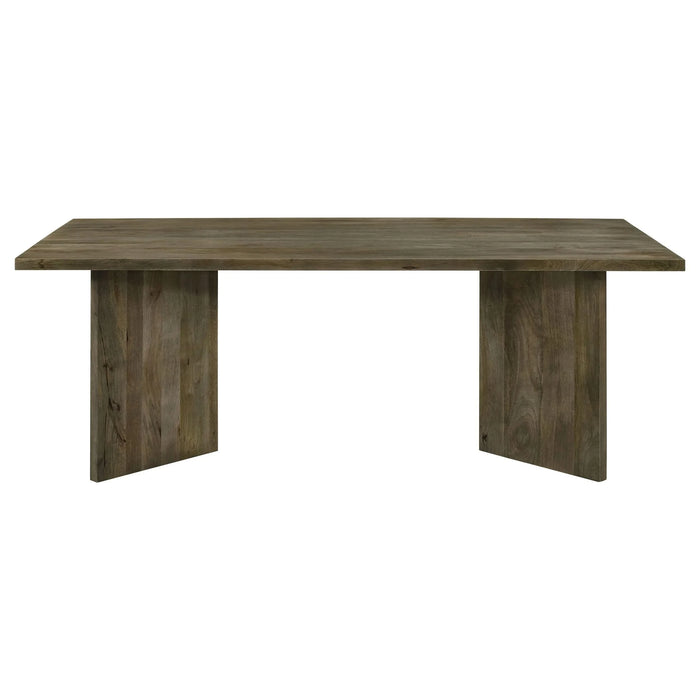 Roman Mango Brown Rectangular Double V-Leg Dining Table Default -DTYStore
