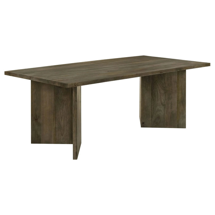 Roman Mango Brown Rectangular Double V-Leg Dining Table Default -DTYStore