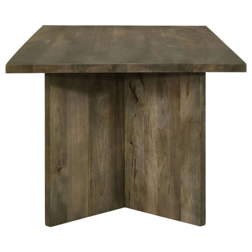 Roman Mango Brown Rectangular Double V-Leg Dining Table Default -DTYStore