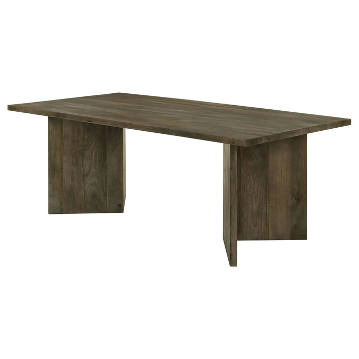 Roman Mango Brown Rectangular Double V-Leg Dining Table Default -DTYStore