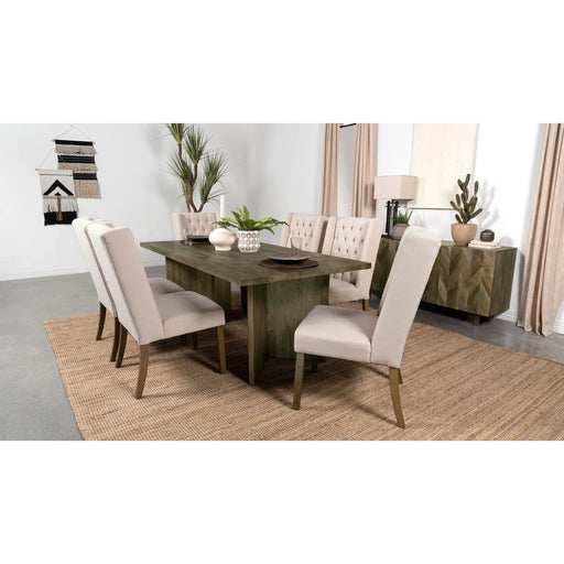 Roman Mango Brown Rectangular Double V-Leg Dining Table Default -DTYStore