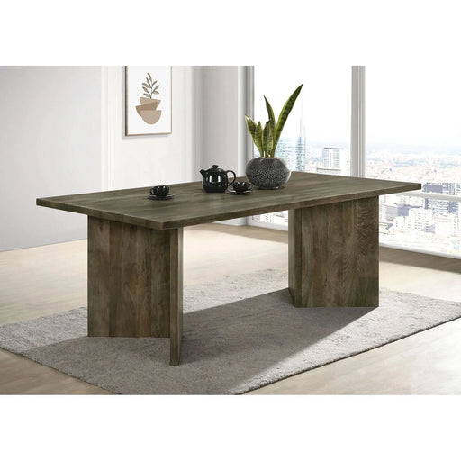 Roman Mango Brown Rectangular Double V-Leg Dining Table Default -DTYStore