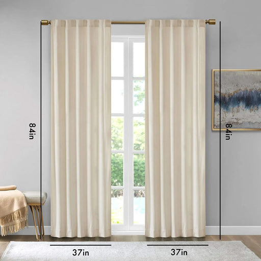 Room Darkening Metallic Printed Poly Velvet Rod Pocket/Back Tab Window Panel Pair Ivory 37x84' Default -DTYStore