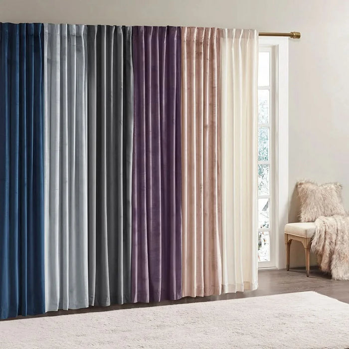 Room Darkening Metallic Printed Poly Velvet Rod Pocket/Back Tab Window Panel Pair Ivory 37x95' - DTY Store
