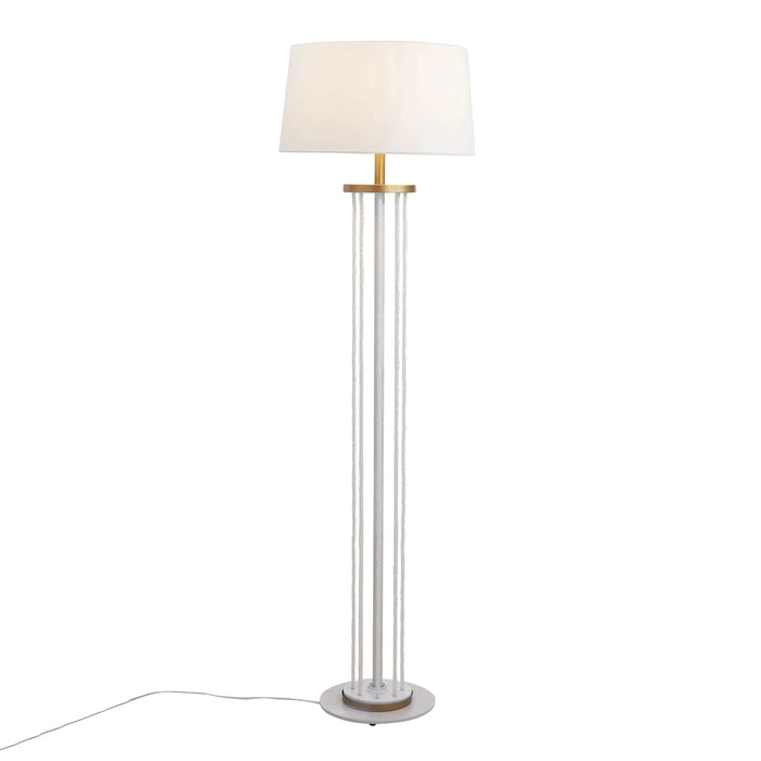 Rope Contemporary Floor Lamp in Natural Wood, White Metal, and White Rope Accent by LumiSource Default -DTYStore