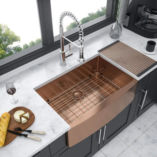 Rose Gold Farmhouse Sink - 36 Inch Stainless Steel 16 Gauge Apron Front Kitchen Sink Default -DTYStore