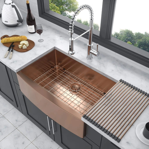 Rose Gold Farmhouse Sink - 36 Inch Stainless Steel 16 Gauge Apron Front Kitchen Sink Default -DTYStore