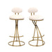 Round Bar Stool Armless Velvet Barstools with Back Set of 2, Gold & Creamy White Default -DTYStore
