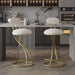 Round Bar Stool Armless Velvet Barstools with Back Set of 2, Gold & Creamy White Default -DTYStore