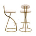 Round Bar Stool Armless Velvet Barstools with Back Set of 2, Gold & Creamy White Default -DTYStore