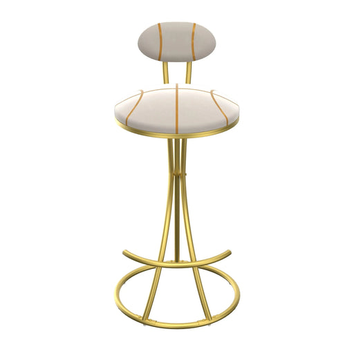 Round Bar Stools S-shaped Stripe Kitchen Stool Set of 2 Modern Velvet Upholstered Counter Chair for Dining Room (Gold & Stripe) Default -DTYStore