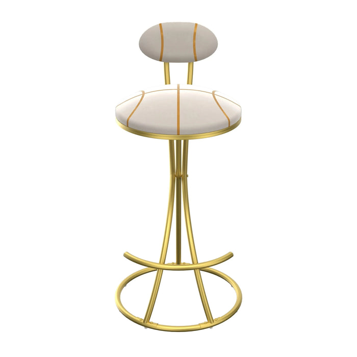 Round Bar Stools S-shaped Stripe Kitchen Stool Set of 2 Modern Velvet Upholstered Counter Chair for Dining Room (Gold & Stripe) Default -DTYStore