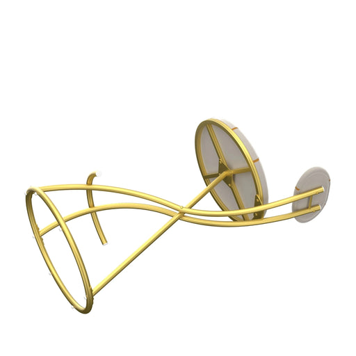 Round Bar Stools S-shaped Stripe Kitchen Stool Set of 2 Modern Velvet Upholstered Counter Chair for Dining Room (Gold & Stripe) Default -DTYStore