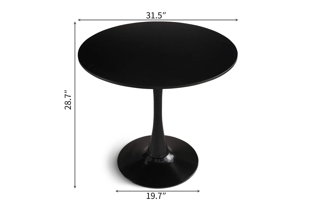 Round Dining Table Small Black Kitchen Table 31.5' in Tulip Design Modern Pedestal Table for Small Space Dining Room 2 to 4 Person Default -DTYStore