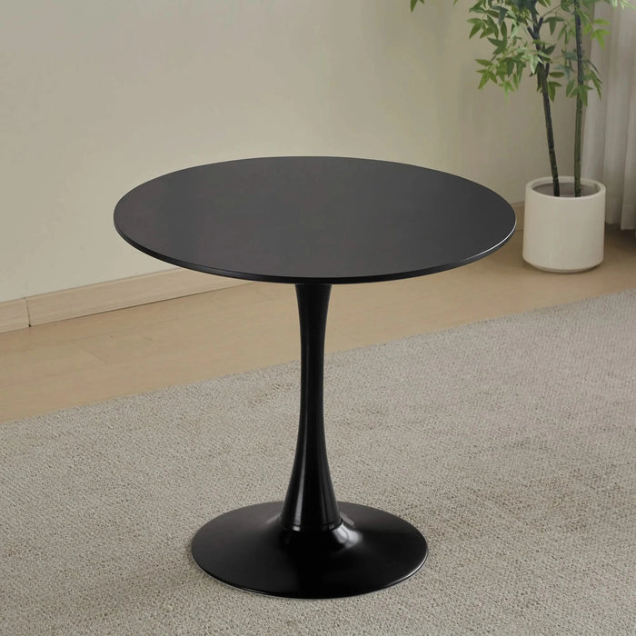 Round Dining Table Small Black Kitchen Table 31.5' in Tulip Design Modern Pedestal Table for Small Space Dining Room 2 to 4 Person Default -DTYStore