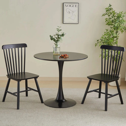 Round Dining Table Small Black Kitchen Table 31.5' in Tulip Design Modern Pedestal Table for Small Space Dining Room 2 to 4 Person Default -DTYStore
