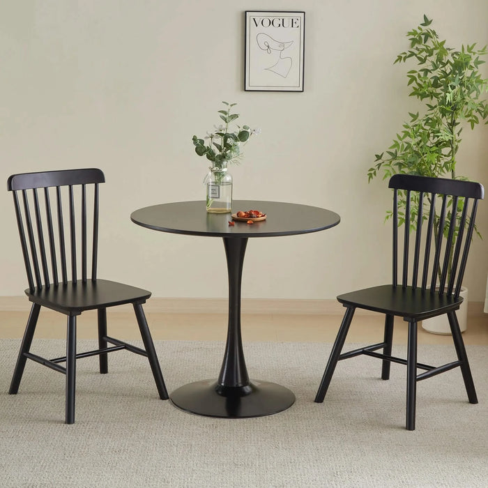 Round Dining Table Small Black Kitchen Table 31.5' in Tulip Design Modern Pedestal Table for Small Space Dining Room 2 to 4 Person Default -DTYStore