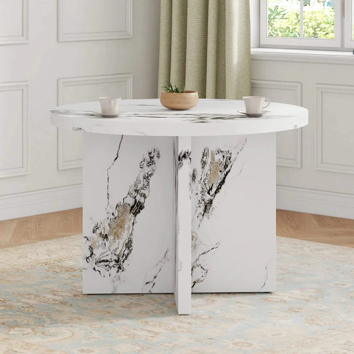 Round Dining Table for 4-6, 42 Inch Modern Kitchen Table Small Dinner Table MDF Kitchen Dinning Table for Cafe Restaurant Wine Bar Home Office Conference (Only Table) Default -DTYStore