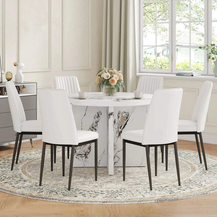 Round Dining Table for 4-6, 42 Inch Modern Kitchen Table Small Dinner Table MDF Kitchen Dinning Table for Cafe Restaurant Wine Bar Home Office Conference (Only Table) Default -DTYStore