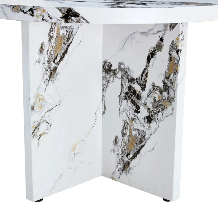 Round Dining Table for 4-6, 42 Inch Modern Kitchen Table Small Dinner Table MDF Kitchen Dinning Table for Cafe Restaurant Wine Bar Home Office Conference (Only Table) Default -DTYStore