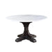 Round Dining Table with Artificial Marble Top, White and Weathered Espresso Default -DTYStore
