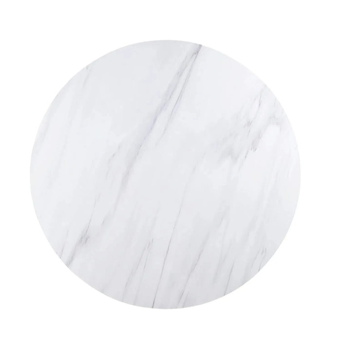 Round Dining Table with Artificial Marble Top, White and Weathered Espresso Default -DTYStore