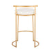 Round Fuji 26' Contemporary Fixed-Height Counter Stool in Gold Metal and White Faux Leather by LumiSource - Set of 2 Default -DTYStore