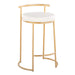 Round Fuji 26' Contemporary Fixed-Height Counter Stool in Gold Metal and White Faux Leather by LumiSource - Set of 2 Default -DTYStore