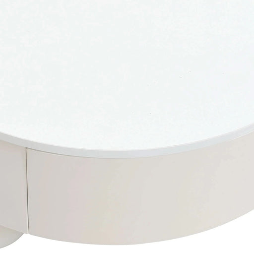 Round Nesting Coffee Table Set of 2, Coffee Table with Storage Drawer, White Plastic Center Table for Living Room, Large 27.56'', Small 19.69'' Default -DTYStore