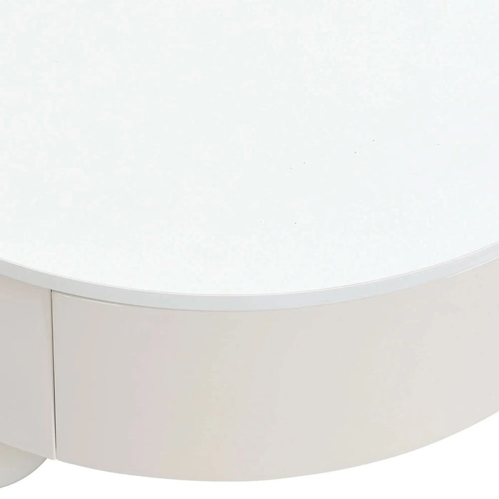 Round Nesting Coffee Table Set of 2, Coffee Table with Storage Drawer, White Plastic Center Table for Living Room, Large 27.56'', Small 19.69'' Default -DTYStore