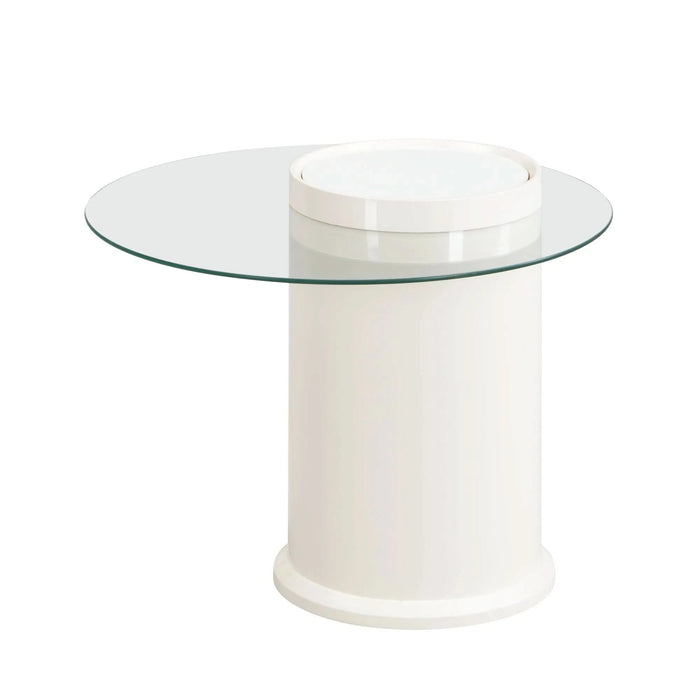 Round Nesting Coffee Table Set of 2, Coffee Table with Storage Drawer, White Plastic Center Table for Living Room, Large 27.56'', Small 19.69'' Default -DTYStore