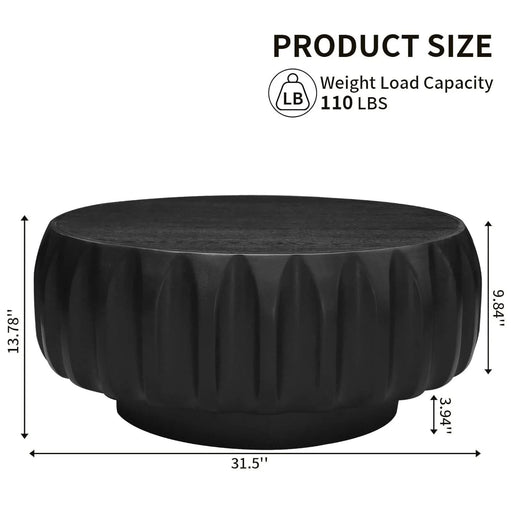 Round Solid Wood Carved Coffee Table with Elegant Sculptural Design Default -DTYStore