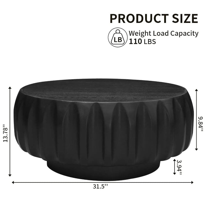 Round Solid Wood Carved Coffee Table with Elegant Sculptural Design Default -DTYStore