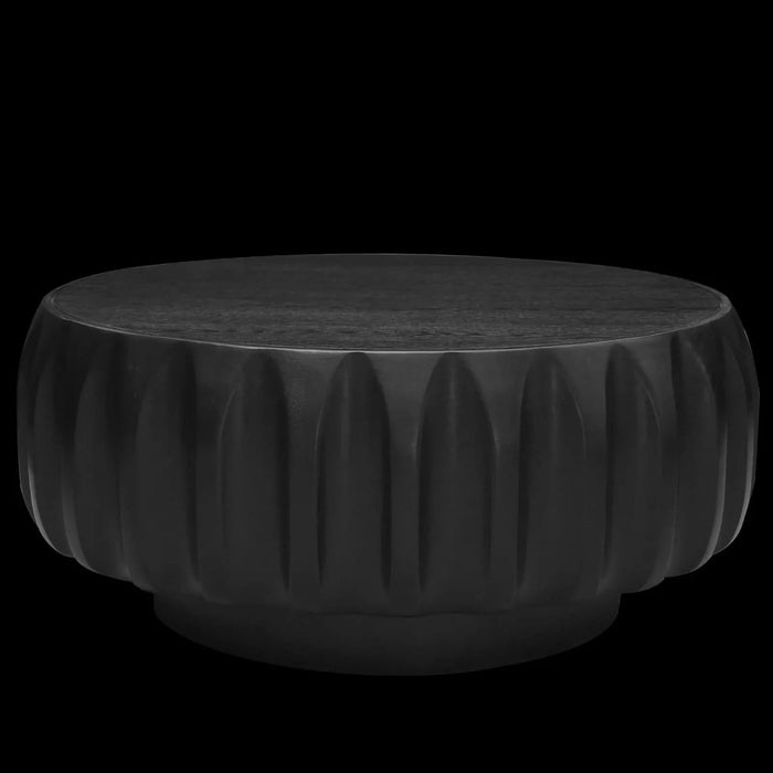 Round Solid Wood Carved Coffee Table with Elegant Sculptural Design Default -DTYStore