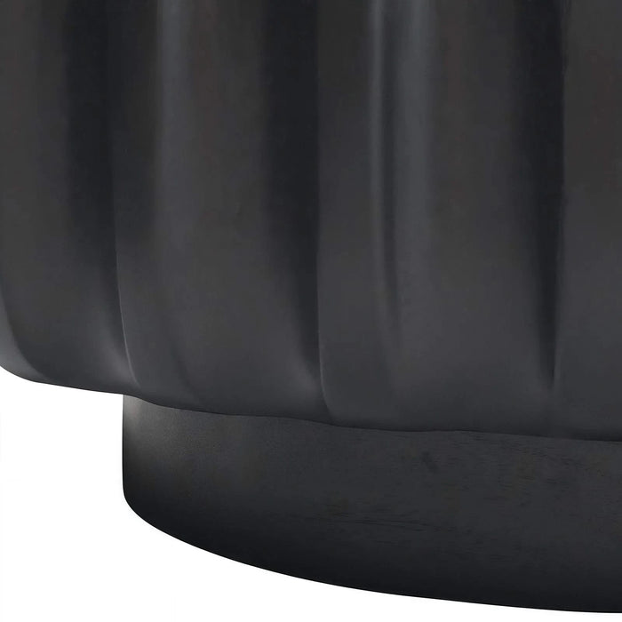 Round Solid Wood Carved Coffee Table with Elegant Sculptural Design Default -DTYStore