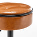 Round Storage Bar Stool Set of 2, Brown Faux Leather Height Adjustable Barstool, 360°Counter Height Swivel Stool, Armless Bar Chair with Metal Frame for Kitchen Counter Dining Living Room Default -DTYStore