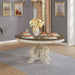 Round Traditional Pedestal Dining Table in Antique White Finish Default -DTYStore