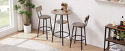 Round bar stool set with shelf, upholstered stool with backrest Grey, 23.62'' W x 23.62'' D x 35.43'' H. Default -DTYStore