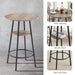 Round bar stool set with shelf, upholstered stool with backrest Grey, 23.62'' W x 23.62'' D x 35.43'' H. Default -DTYStore