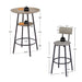 Round bar stool set with shelf, upholstered stool with backrest Grey, 23.62'' W x 23.62'' D x 35.43'' H. Default -DTYStore